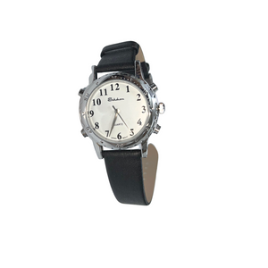 Silver Talking Watch With Leather Strap (Male and Female) 9989