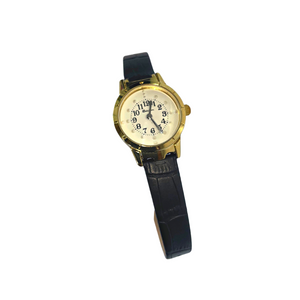 Golden Dial Watch With Leather Strap (Female)