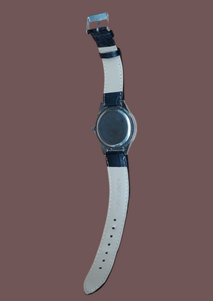 Silver Dial Wrist Watch Leather Strap (Male)